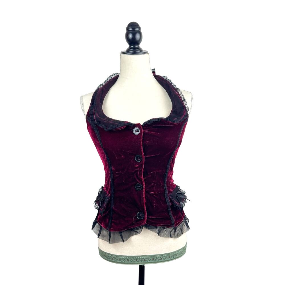 VTG Western Fashion Red Velvet Corset Top